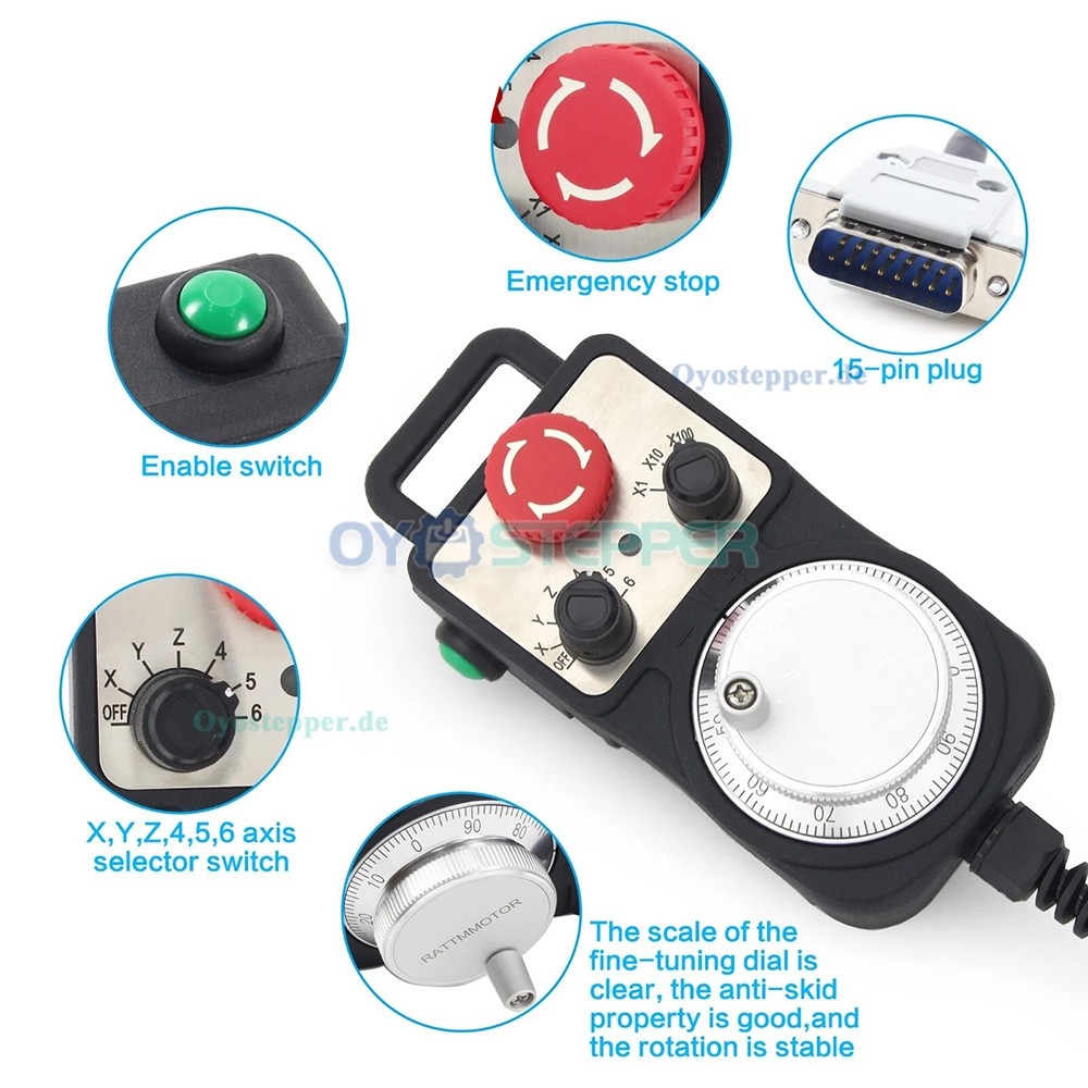 5 Achsen CNC MPG Handrad mit 15-poligem Stecker f&uuml;r DDCSV4.1 CNC Controller